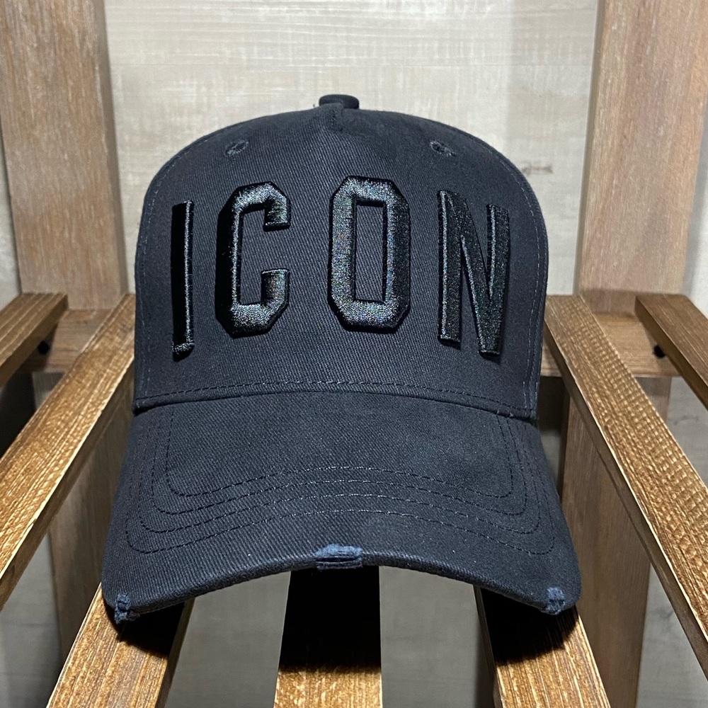 DSQUARED BLACK ICON Embroidered Baseball Cap Hat
